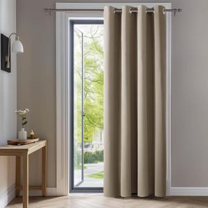 Deconovo Blackout Curtain Panel  Solid Grommet Top, Thermal Insulated & EnergySaving, MachineWashable Room Darkening Window Treatment for Bedroom & Living Room, 1 Panel, Khaki, 42W x 63L