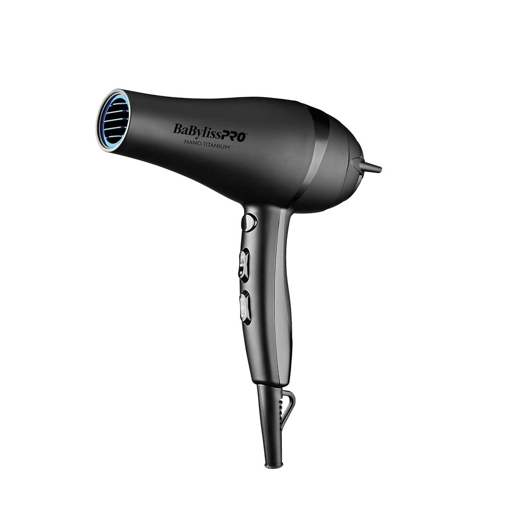 BaBylissPRO Nano Titanium 2000-Watt Blow Dryer with Concentrator Nozzle, Professional Grade Ionic Corded Styling Tool for Hair (Black)