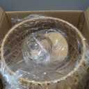 Rattan Pendant Light Fixture Ceiling Bohemian Chandelier Flush Mount Hanging Light 12.99-inch Small Woven Lamp Shade Wooden Base Basket for Kitchen Island Hallway Bedroom Dinning Table (Cream white-Pendant Drum)