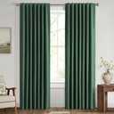 MIULEE 100% Blackout Linen Curtains for Bedroom, Christmas Emerald Green Solid Luxury Decor Thermal Insulation Room Darkening Drapes for Living Room Nursery Back Tab Rod Pocket 42 x 84 Inches 2 Panels