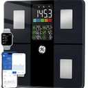 GE Scale for Body Weight, Body Fat, BMI, Muscle Mass, Smart Bathroom Scales with 14 Body Composition Metrics with Large Display, Accurate Bluetooth Weighing Machine with Fitness App, 400 lbs, Black