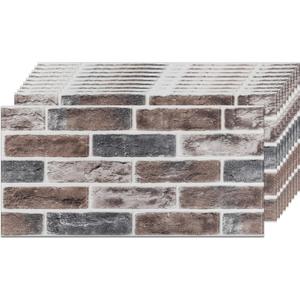 3D Wall Panels Brick Peel and Stick 26.7"x13.4"-10 PCS - Gray Faux Bricks Self Adhesive Waterproof Wall Decor Outdoor - Foam Walls Panel Faux Stone Tile for Backsplash Fireplace Kitchen Decorative
