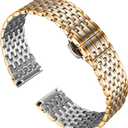 BINLUN Ultra Thin Mesh Stainless Steel Watch Band Light Watch Strap Polished Watch Bracelets Replacement 12mm for Men Women with Butterfly Buckle (Silver and Gold)