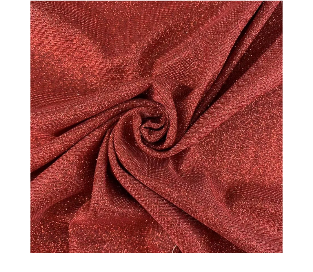 58/60'' Wide Soft Shiny Stretch Metallic Knit Fabric, Two Color Fabric, Unique. Used for Dancewear Wedding Dress DIY Clothing Fabrics(Red)