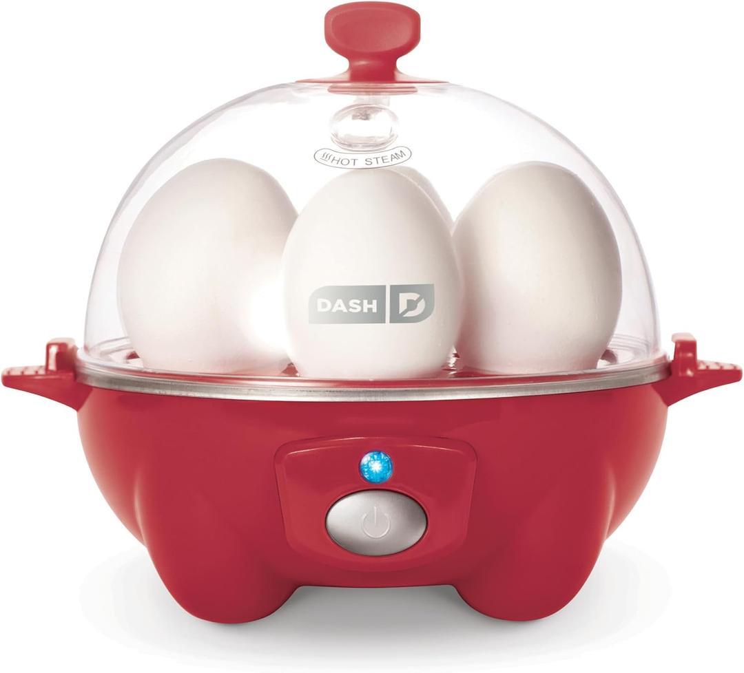 DASH Rapid Egg Cooker: 7 Egg Capacity Electric Egg Cooker for Hard Boiled Eggs, Poached Eggs, Scrambled Eggs, or Omelets with Auto Shut Off Feature - Cream Red color