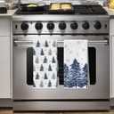 Artoid Mode Blue Xmas Tree Snowflakes Christmas Bar Kitchen Towels, 12x24 Inch Quick Dry Microfiber Cloth Dish Towels for Kitchen Drying Set of 2