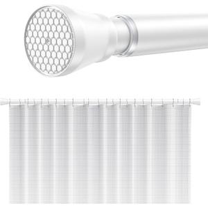 Shower Curtain Rod 45-77 Inch Adjustable Shower Rod White Tension Rod Spring Curtain Rod Rust Proof Shower Rods for Bathroom White Curtain Rods No Drilling