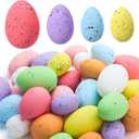 JOYIN 32Pcs Easter Foam Eggs, Pastel Speckled Assorted Easter Eggs for Indoor Table Centerpiece Decoration, Party Favor, Bowl Fillers Wreath Garland