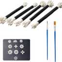 7 Pack Flower Petal Dotting Tools Set, Mandala Dot Art Tools for Rocks Painting, Ceramic & Glass, Includes 10 Different Embossing Tips for DIY Decorating Cakes and Cookies