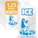 Reli. Plastic Ice Bags 10 lb (125 Pack) Cotton Drawstring | 12"x21" Reusable Heavy Duty Bags for Ice Machine, Freezer Storage | Clear, Freezer Safe (1.5 Mil)