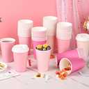 40 Pcs 12 oz Pink Disposable Coffee Cups with Lids Hot Pink Light Pink Gradient Paper Cups for Hot and Cold Beverage Water Juice Coffee Tea Party Wedding Bride Shower Supplies