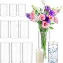 9 Pack Glass Cylinder Vase 6,8,10 Inch Tall Clear Vases for Wedding Centerpieces, 3 Diameters Hurricane Floating Candle Holder Wedding Decorations, Flower Glass Vases for Party Dinners Home Decor