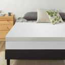 Best Price Mattress Mellow 4 Inch Memory Foam Mattress Topper with Cover, Calming Green Tea Infusion, Short Queen