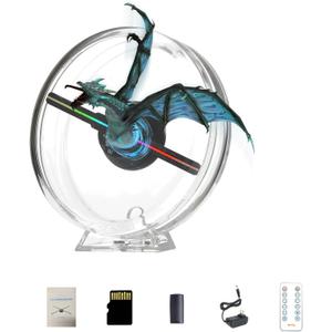 Missyou 3D HologramFan,14CM 3D Holographic Fan with WiFi Projector and 700 Video Library -HD Tabletop LED Ceiling Light for Shops, Bars