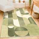Green Rug 3x5 Washable Area Rugs for Bedroom Living Room Kitchen Entryway Bedside,Modern Geometric Non Slip Small Carpet