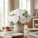 florisso White Peony Artificial Flowers - 11 Branches Silk Peonies for Home Decor, Wedding Floral Arrangements & Table Centerpieces (Silk Artificial Flowers)