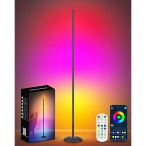 Vexinat Corner Floor Lamp, Smart RGB LED Corner Lamp with App & Remote, Modern Floor Lamp with 16 Million Colors, Music Sync, Scene Modes, Color Changing Standing Lamps for Living Room, Bedroom