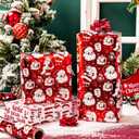 Yarcony Reversible Christmas Wrapping Paper Roll,Red Wrapping Paper, Metallic Foil Red Santa, HOHO Pattern Holiday Gift Wrap Paper for Christmas, Party, Celebration, New Year (17 Inch X 33 Feet)