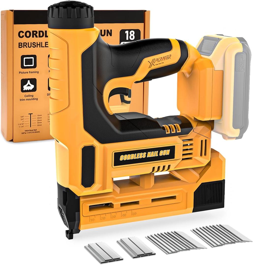 Cordless Nail Gun Compatible with Dewalt 20V Battery, 2-in-1 Electric Brad Nailer/Staple Gun 18 Gauge, Battery Powered Nail Guns with 1000 Nails & 1000 Staples for Wood Carpentry, Tool Only