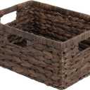 Storageworks Storage Baskets for Shelves, Wicker Shelf Baskets for Organizing, Large Basket with Handles, Storage Basket for Toy, Pantry Organizers, Water Hyacinth