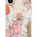 Silicone Phone Case for iPhone 16 Compatible with Magsafe, Boho Retro Modern Vintage Cute Lily Floral Flower Spring Summer Designer Shock Proof Heavy-Duty Protection for Women Girls Men (White)