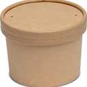 GUSTO [8 oz. - 25 Count Kraft Paper Food Containers with Vented Lids - To Go Hot Soup Bowls, Disposable Ice Cream Cups, Ideal for Hot and Cold Foods - (Formerly Comfy Package)