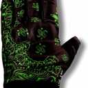 Live Fast Classic Black & Green Paisley Motorcycle Gloves - Best Mountain Leather Dirt Bike Moto Riding Motorcycle/Motocross Gloves for Men, Women Bikers (X-Large)