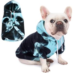 Dog Hoodie Tie Dye Dog Sweatshirt Chic Winter Clothes Ultra-Soft Warm Sweaters for Small Medium Dogs Fashion Pet Clothes for Dogs (Blue/Black/Grey, XL (Back: 16.92",Chest: 21.65", Neck: 18.89"))