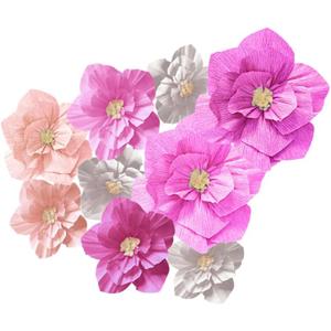 Pink Birthday Party Decorations Paper Flowers Artificial Crepe Tissue Hot Light Pink White Wall Dcor Wedding Birthday Bridal Baby Shower Classroom Nursery Room Backdrop Centerpieces (Pink (9 PCS))