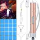 Maitys Electric Diamond Painting Pen Point Drill Pen with Light 5d DIY Diamond Painting Tool with 20 Pieces Glue Clay 5 Pieces Replacement Heads for DIY Craft (Rose Gold)