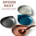 Spoon Rest, Large Ceramic Spoon Holder for Stove Top, Heat-Resistant Cooking Spoon Rest for Kitchen Counter Decor, 5 Inches (Gray)