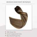 Ombre Chocolate Brown Balayage Honey Blonde Highlights Weft Hair Extensions Human Hair Sew in Wefts Extensions Real Human Hair12 Inch 80G Hand Tied Weft Extensions Remy Human Hair Weave Bundles