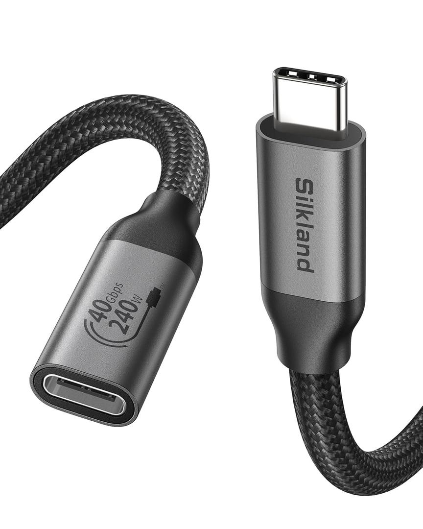 Silkland USB C Extension Cable 40Gbps, [240W Charging/8K/4K@240Hz] USB C Extender 5ft, Braided USB4 Extension Male to Female for Thunderbolt 4/USBC Hub/iPhone16/MacBook/iPad/Pixel/Dell XPS