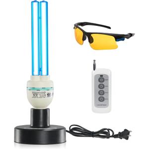 36Watts UV Sanitizer Lamp with Remote Control Powerful UVC Light with E26 Base for Basement/Bedroom/Kitchen/Office/Storehouse/Car, 3-Gear Timer 110V Ozone Free