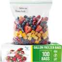 Freezer Bags 1 Gallon Resealable 100 Count - Extra Strong 2.4Mil Thick Freezer Bags Gallon Leak Proof With Double - Zip