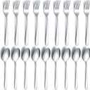 24 Pieces Spoons and Forks Set, Food Grade Stainless Steel Flatware Cutlery Set, Silverware Forks and Tablespoon for Home, Kitchen and Restaurant, Mirror Polished, Dishwasher Safe