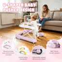 Baby Walker with Wheels, 5-in-1 Foldable Push Walker for Girls, Pink