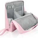 Standing Makeup Bag, Stand Up Makeup Bag with Multiple Compartments, Waterproof Portable Foldable Travel Makeup Bag Standing Toiletry Bag with Brush Storage for Women (Pink)