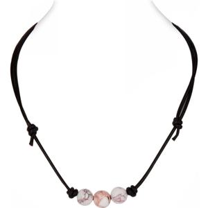 Single Turquoise Choker Necklace on Black Leather Cord for Men/Women