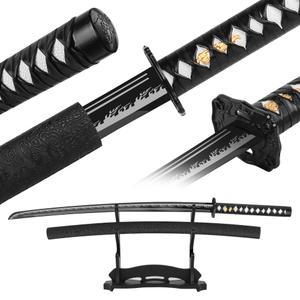 Hand-Forged Steel Samurai Sword Clay-Tempered Blade, Unsharpened Practice Katana, Full Tang Construction, Well-Balanced for Advanced Practitioners & Collectors