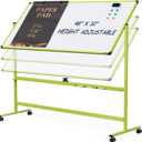 Rolling Whiteboard, 48x32 Inches Mobile Whiteboard on Wheels, Magnetic Dry Erase Board with Stand, Standing White Board for Office, School, Home, Large Double Sided White Board with Paper Pad