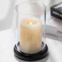 Sziqiqi Black Hurricane Candle Holder - Clear Glass Pillar Candle Holder Cylinder Lantern with Metal Tray for Mantel Fireplace Coffee Dining Table Decorative Table Centerpieces for Christmas Wedding (1 Pc)