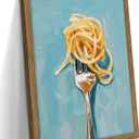Framed Kitchen Wall Art, Vintage Spaghetti Canvas Wall Decor, Rustic Farmhouse Still Life Oil Painting, Trendy Funny Kitchen Food Artwork Prints Pictures for Dining Room Decorations 16x24 Inch