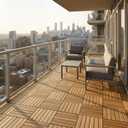VICTORY RELAX Natural Acia 12x12 Interlocking Wood Deck Tiles for Balcony, Garden, Patio, Poolside Decor - Waterproof Indoor & Outdoor Flooring - 6 Slats, Square Joints, Pack of 9, White Oak Color