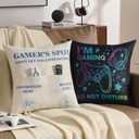 2 x FUTEI Children Gifts,Gamer'Spot Throw Pillow Covers 18x18 Inch Set of 1 Christmas Holiday Home Decor for Couch Bed Living Room (Comes with 1 Pack Standard Size White Game Socks)