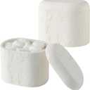 Bathroom Qtip Holder Container, 2-Pack, Travertine Stone Look Storage Jars for Cotton Swabs, Jewelry, Floss Picks, Bathroom Essentials Decor Restroom Vanity Decor (White)