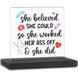 Thank You Gifts for Nurses, Nurse Appreciation Gifts for Women, Nursing School Gifts, Nurses Week Gifts, Nursing Graduation Gifts for Her, Women, Acrylic Plaques Decor