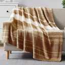 WRENGONGE Burnt Orange Throw Blanket, 50x70 Soft Cozy Striped Throw Blankets for Couch, Sofa, Bed, Travel, Lightweight Fluffy Warm Plush Decorative Blankets for Women, Men, Kids Gift