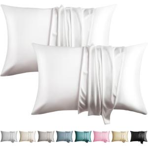 100% Silk Pillowcase for Hair and Skin Toddler Size 2 Pack Mulberry Silk Pillow Case 13 x 18 Inches Highest 6A Silk Kids/Travel Pillow Cover Soft Breathable Cooling with Hidden Zipper, White