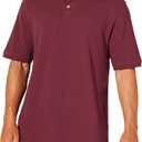 Amazon Essentials Men's Regular-Fit Cotton Pique Polo Shirt (Burgundy,Small)
